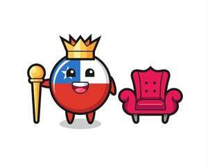 Mascot cartoon of chile flag badge as a king
