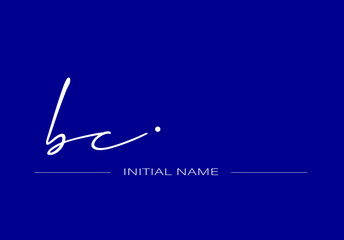 Stylish and elegant signature of letter BC with dark blue background logo for company name or initial 