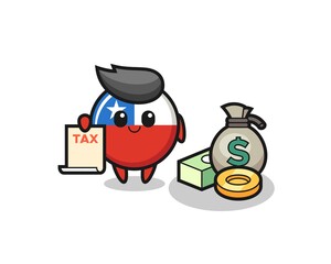 Character cartoon of chile flag badge as a accountant