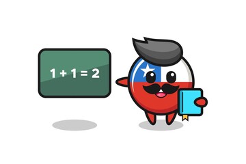 Illustration of chile flag badge character as a teacher