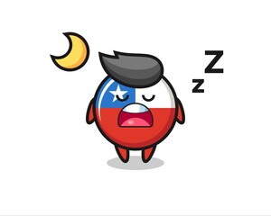 chile flag badge character illustration sleeping at night