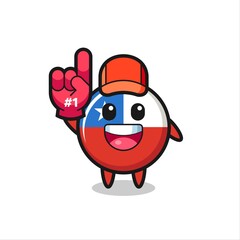 Fototapeta premium chile flag badge illustration cartoon with number 1 fans glove