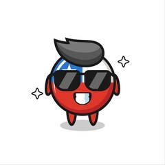 Obraz premium Cartoon mascot of chile flag badge with cool gesture