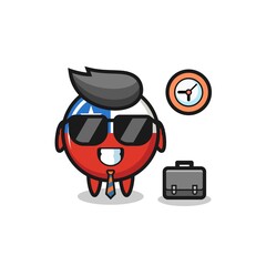 Cartoon mascot of chile flag badge as a businessman