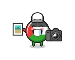 Character Illustration of palestine flag badge as a photographer