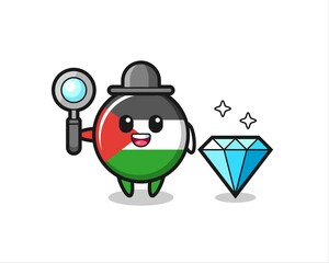 Illustration of palestine flag badge character with a diamond