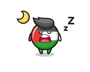 palestine flag badge character illustration sleeping at night
