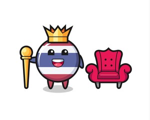 Mascot cartoon of thailand flag badge as a king