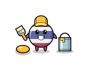 Character Illustration of thailand flag badge as a painter