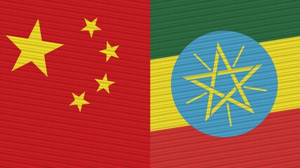 Estonia and China Flags Together Fabric Texture Illustration Background