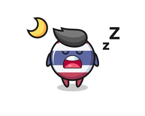 thailand flag badge character illustration sleeping at night