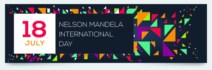 Creative design for (nelson Mandela international day), 18 July, Vector illustration. - obrazy, fototapety, plakaty