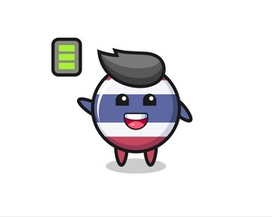thailand flag badge mascot character with energetic gesture