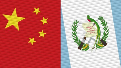 Guatemala and China Flags Together Fabric Texture Illustration Background
