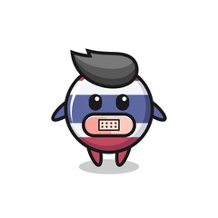 Cartoon Illustration of thailand flag badge with tape on mouth