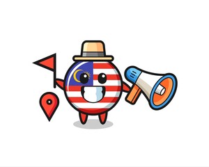 Character cartoon of malaysia flag badge as a tour guide