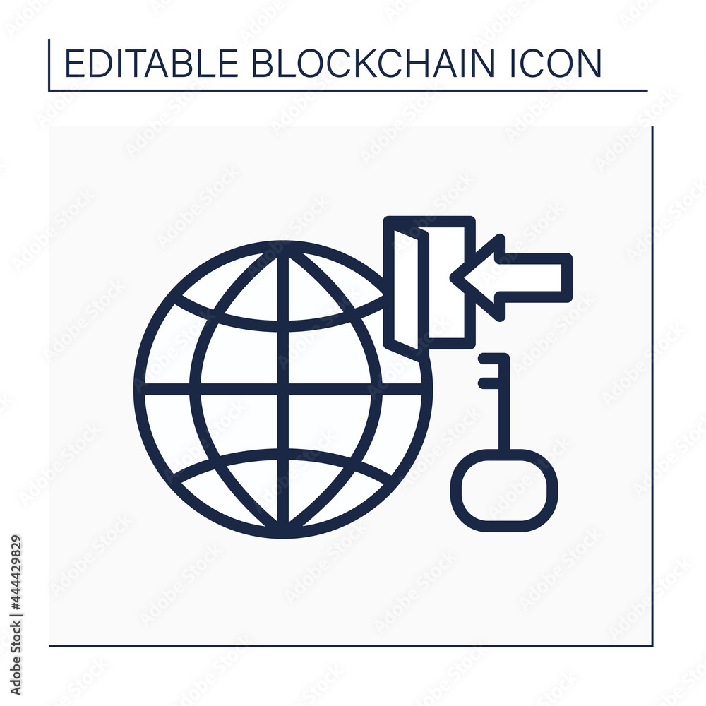 Aufkleber network access line icon. cryptocurrency services and functions. virtual wallet. digital money, fina