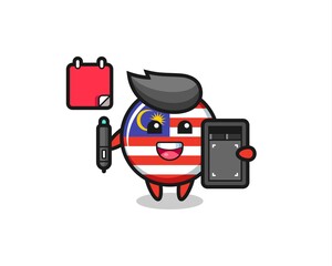 Fototapeta premium Illustration of malaysia flag badge mascot as a graphic designer