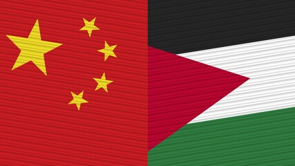 Jordan and China Flags Together Fabric Texture Illustration Background