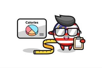Illustration of malaysia flag badge mascot as a dietitian