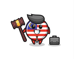 Illustration of malaysia flag badge mascot as a lawyer