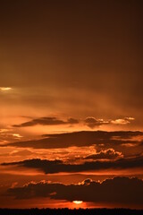 Red sunset with clouds in the evening