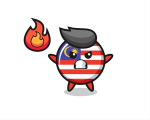 malaysia flag badge character cartoon with angry gesture