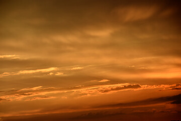 Red sunset with clouds in the evening