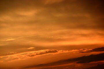 Red sunset with clouds in the evening