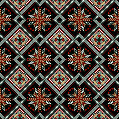 Geometric ethnic pattern seamless flower color oriental. seamless pattern. Design for fabric, curtain, background, carpet, wallpaper, clothing, wrapping, Batik, fabric,Vector illustration. 