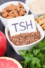 Best nutritious food for healthy thyroid. Natural eating as source vitamins