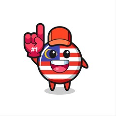 malaysia flag badge illustration cartoon with number 1 fans glove