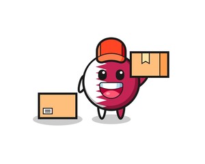 Mascot Illustration of qatar flag badge as a courier
