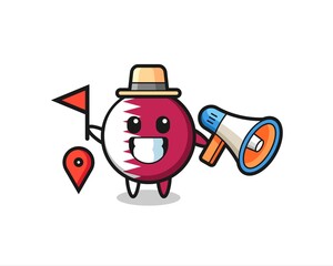 Character cartoon of qatar flag badge as a tour guide