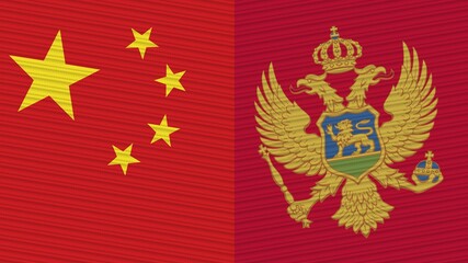 Montenegro and China Flags Together Fabric Texture Illustration Background