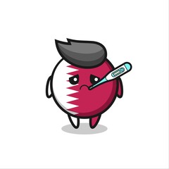 qatar flag badge mascot character with fever condition