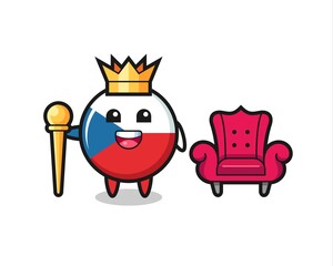Mascot cartoon of czech flag badge as a king