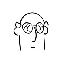 Man with glasses and severe myopia