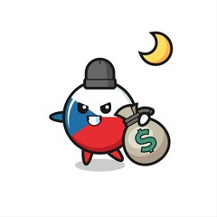 Illustration of czech flag badge cartoon is stolen the money