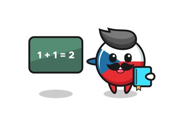Illustration of czech flag badge character as a teacher