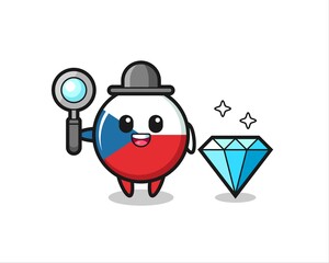 Illustration of czech flag badge character with a diamond
