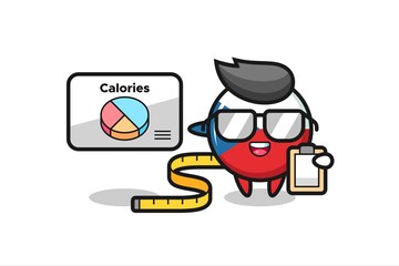 Illustration of czech flag badge mascot as a dietitian