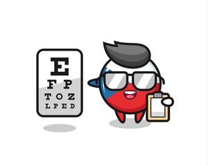 Illustration of czech flag badge mascot as an ophthalmology