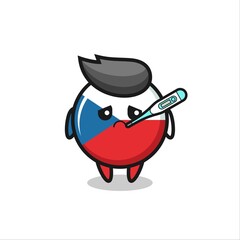 czech flag badge mascot character with fever condition