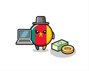 Mascot Illustration of cameroon flag badge as a hacker