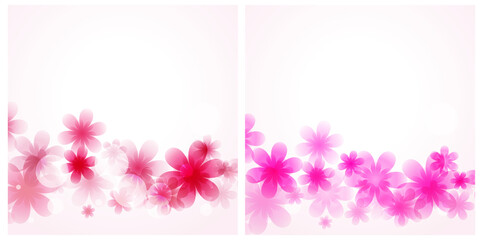 Red pink cherry blossom with bokeh effect spring background vector illustration. Pink  red floral background