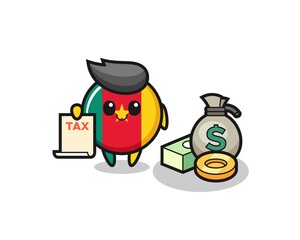 Character cartoon of cameroon flag badge as a accountant