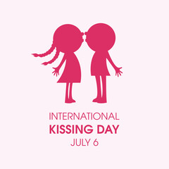 International Kissing Day vector. Boy and girl friendship vector. Kissing figure icon vector. Cute couple kids pink silhouette icon vector. Kissing Day Poster, July 6. Important day