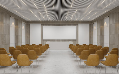 Empty auditorium room interior with screen 3D rendering - 444433285