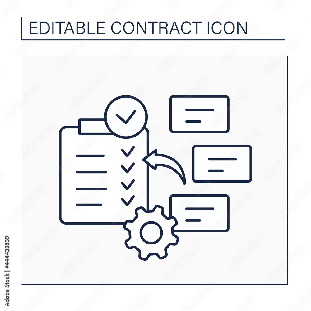 Poster subject to contract line icon. label notification about negotiating. legally binding.contract concep